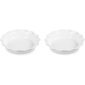 imageLe Creuset Stoneware Set of 2 Heritage Fluted Pie Dish 9quot ArtichautWhite