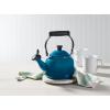 imageLe Creuset Enamel On Steel Demi Kettle ampamp Stoneware Set of 2 Mugs 125 qt Kettle ampamp 2 14 oz Mugs WhiteDeep Teal