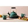 imageLe Creuset Enamel On Steel Demi Kettle ampamp Stoneware Set of 2 Mugs 125 qt Kettle ampamp 2 14 oz Mugs WhiteLicorice