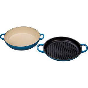 imageLe Creuset Enameled Cast Iron Multifunction Braiser with Grill Pan Lid 35 qt MarseilleMarseille