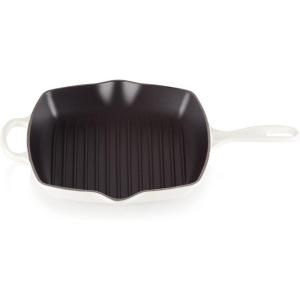 imageLe Creuset Enameled Cast Iron Signature Square Skillet Grill 1025quot ShallotWhite