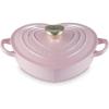 imageLe Creuset Enameled Cast Iron Traditional Shallow Heart Cocotte 125 Qt Chiffon Pink Light Gold HeartChiffon Pink