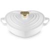 imageLe Creuset Enameled Cast Iron Traditional Shallow Heart Cocotte 125 Qt Chiffon Pink Light Gold HeartWhite