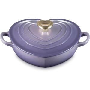 imageLe Creuset Enameled Cast Iron Traditional Shallow Heart Cocotte 125 Qt Chiffon Pink Light Gold HeartProvence