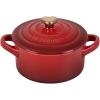 image:imageLe Creuset Stoneware Mini Round Cocotte 8oz Chiffon Pink with Gold Heart KnobCerise
