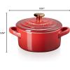 image:imageLe Creuset Stoneware Mini Round Cocotte 8oz Chiffon Pink with Gold Heart KnobCerise