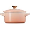 image:imageLe Creuset Stoneware Mini Round Cocotte 8oz Chiffon Pink with Gold Heart KnobPeche