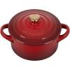 image:imageLe Creuset Stoneware Mini Round Cocotte 8oz Chiffon Pink with Gold Heart KnobCerise