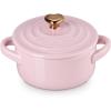 image:imageLe Creuset Stoneware Mini Round Cocotte 8oz Chiffon Pink with Gold Heart KnobChiffon Pink