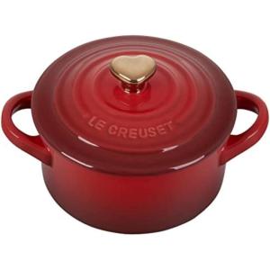 image:imageLe Creuset Stoneware Mini Round Cocotte 8oz Chiffon Pink with Gold Heart KnobCerise