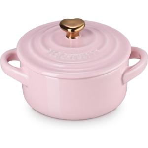 image:imageLe Creuset Stoneware Mini Round Cocotte 8oz Chiffon Pink with Gold Heart KnobChiffon Pink