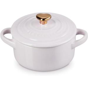 image:imageLe Creuset Stoneware Mini Round Cocotte 8oz Chiffon Pink with Gold Heart KnobShallot