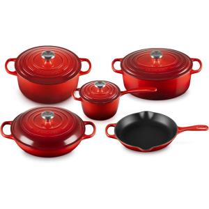 image:imageLe Creuset Enameled Cast Iron Signature 9Piece Cookware Set Sea SaltCerise