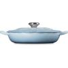 image:imageLe Creuset Enameled Cast Iron Signature Petal Braiser 225 qt Chiffon Pink wLight Gold KnobCoastal Blue