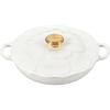 image:imageLe Creuset Enameled Cast Iron Signature Petal Braiser 225 qt Chiffon Pink wLight Gold KnobWhite