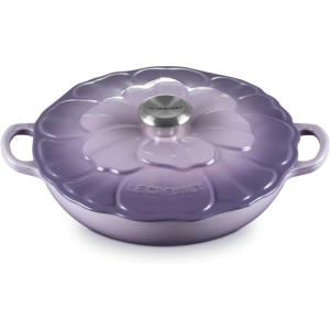 image:imageLe Creuset Enameled Cast Iron Signature Petal Braiser 225 qt Chiffon Pink wLight Gold KnobProvence