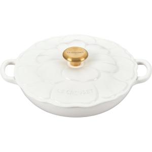 image:imageLe Creuset Enameled Cast Iron Signature Petal Braiser 225 qt Chiffon Pink wLight Gold KnobWhite