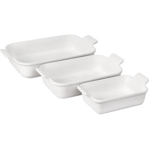 image:imageLe Creuset Stoneware Heritage 3Piece Rectangular Baking Dish Set RivieraWhite