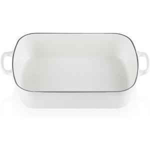 image:imageLe Creuset Enameled Cast Iron Signature Rectangular Roaster 525 qt 98 x 13 OliveWhite