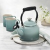 image:imageLe Creuset Enamel On Steel Demi Tea Kettle with Metal Finishes 125 qt RivieraOlive