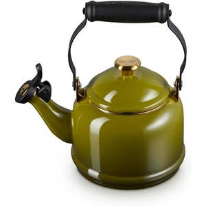 image:imageLe Creuset Enamel On Steel Demi Tea Kettle with Metal Finishes 125 qt RivieraOlive