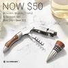 image:imageLe Creuset Stainless Steel OneStep Waiters Friend Corkscrew Wine Opener and Stopper SetWood and Stainless Steel