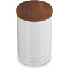 image:imageLe Creuset Stoneware Signature XL Salt Cellar and Storage Canister with Wood Lid 384 oz 12 qt RivieraWhite
