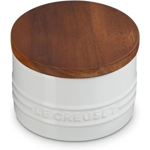 image:imageLe Creuset Stoneware Signature XL Salt Cellar and Storage Canister with Wood Lid 384 oz 12 qt RivieraWhite