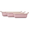 image:imageLe Creuset Silicone Stretch Lids 3 pc  Fits Rectangular Baking Dishes sizes 11 qt 25 qt and 4 qtChiffon Pink