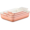 image:imageLe Creuset Silicone Stretch Lids 3 pc  Fits Rectangular Baking Dishes sizes 11 qt 25 qt and 4 qtPeche