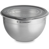 image:imageLe Creuset Stainless Steel Mixing Bowls with Glass Lids Set of 3  Set of 3 15 qt 3 qt and 5qtMixing Bowls with Glass Lids