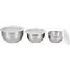 image:imageLe Creuset Stainless Steel Mixing Bowls with Glass Lids Set of 3  Set of 3 15 qt 3 qt and 5qtMixing Bowls with Plastic Lids