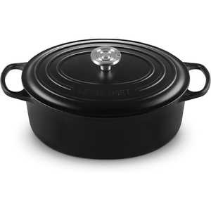image:imageLe Creuset Enameled Cast Iron Signature Oval Dutch Oven 675 qt NectarLicoriceCrucible Knob