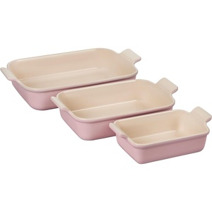image:imageLe Creuset Silicone Stretch Lids 3 pc  Fits Rectangular Baking Dishes sizes 11 qt 25 qt and 4 qtChiffon Pink