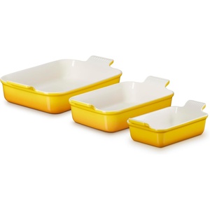 image:imageLe Creuset Silicone Stretch Lids 3 pc  Fits Rectangular Baking Dishes sizes 11 qt 25 qt and 4 qtNectar