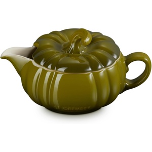 image:imageLe Creuset Stoneware Pumpkin Gravy Boat with Lid 14 oz LicoriceOlive